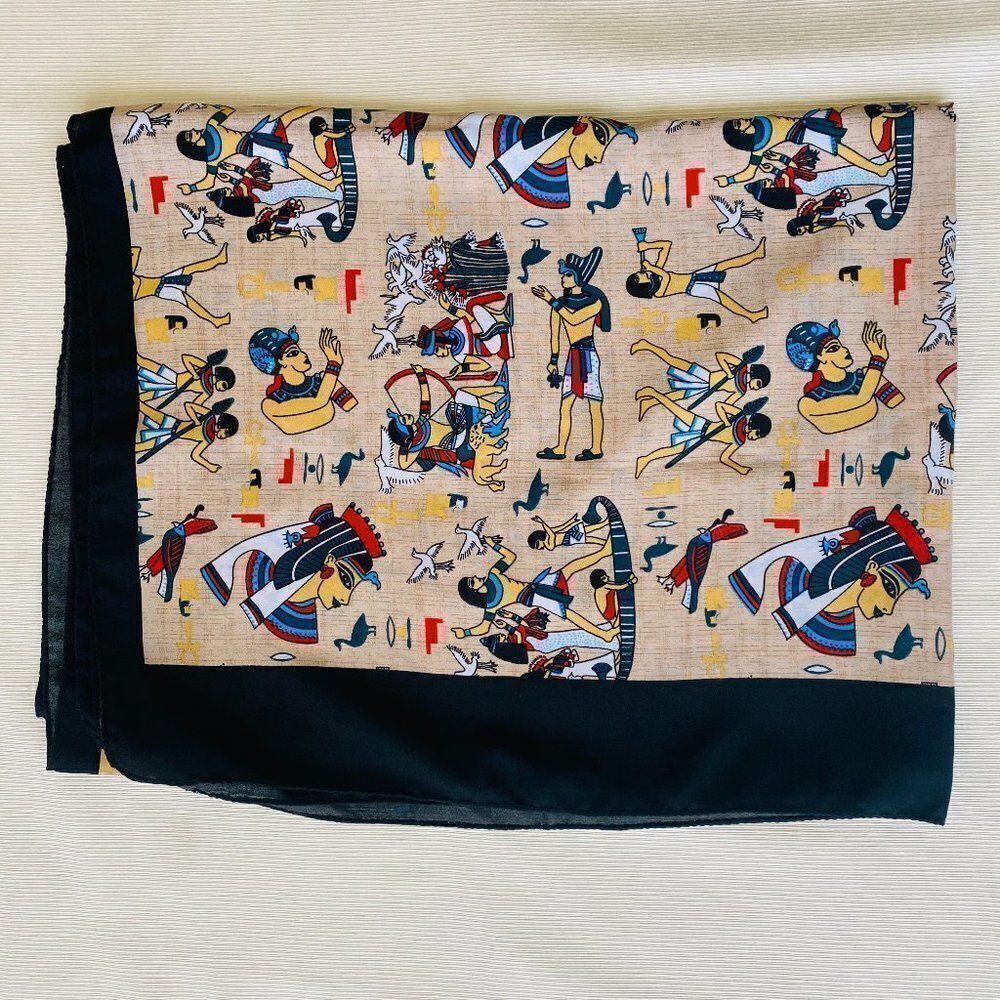 Womens Ehab Scarf Large Egypt Gods Print Wrap Art
